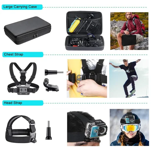 Action Cameras Fekete Techsuit - Accessory Kit CamQuest 50in1 (SA50) - hordtáskával - 3
