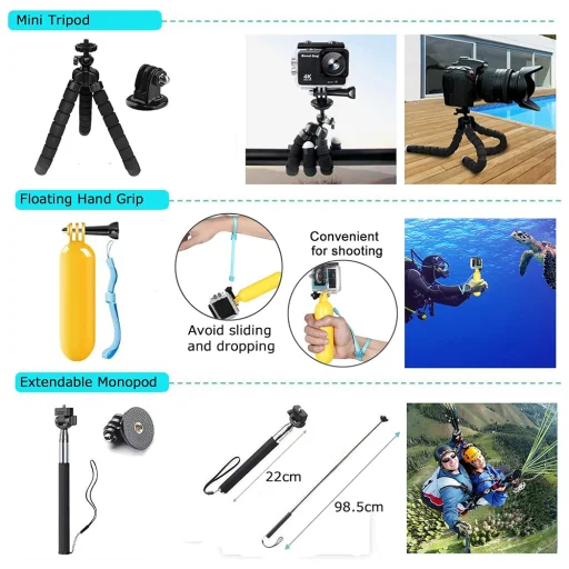 Action Cameras Fekete Techsuit - Accessory Kit CamQuest 50in1 (SA50) - hordtáskával - 5