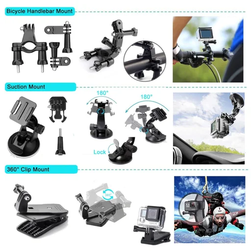 Action Cameras Fekete Techsuit - Accessory Kit CamQuest 50in1 (SA50) - hordtáskával - 6