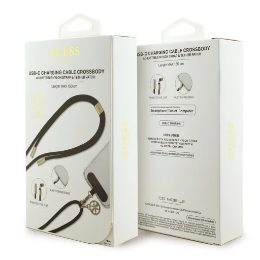 Guess Keresztpánt 4G Charm töltőkábellel USB-C/USB-C Fekete - 4