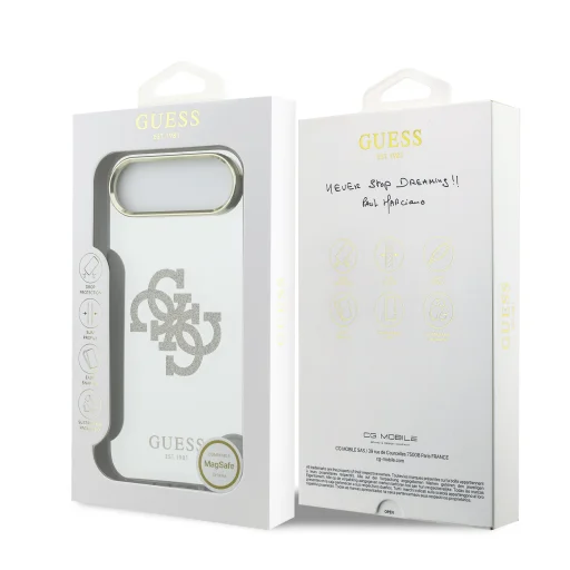 Guess PC/TPU Mirror 4G Glitter Logo MagSafe tok iPhone 17 Air, arany tok - 7