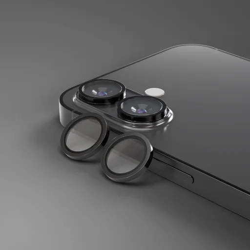 iPhone 17 Etteri kamera lencsevédő fekete üvegfólia, - 3