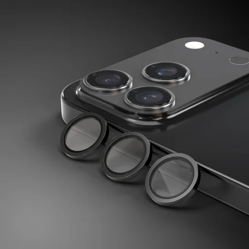 iPhone 17 Pro / 17 Pro Max Etteri kamera lencsevédő üvegfólia fekete - 2