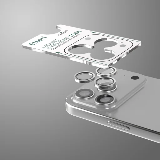 iPhone 17 Pro / 17 Pro Max Etteri kamera lencsevédő üvegfólia szürke - 3