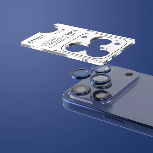 iPhone 17 Pro / 17 Pro Max kamera lencsevédő üvegfólia kék - 3