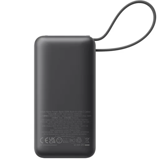Powerbank Anker Nano, 10000mAh, 30W, QC + PD, Fekete A1259G11 - 4