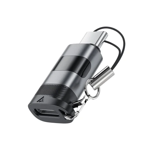  Adapter Acefast (J9) - Digitális kijelzővel, Type-C to USB-C, 480Mbps, 20V/5A, Gyors töltés, adatátvitel - Fém Szürke - 3