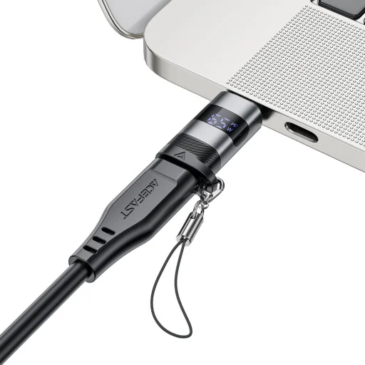  Adapter Acefast (J9) - Digitális kijelzővel, Type-C to USB-C, 480Mbps, 20V/5A, Gyors töltés, adatátvitel - Fém Szürke - 6