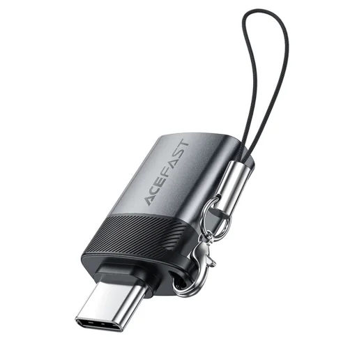 Adapter (J7) - OTG funkcióval, USB-ről Type-C-re, 10Gbps adatátvitel, gyors töltés - Fém Szürke Acefast - 3