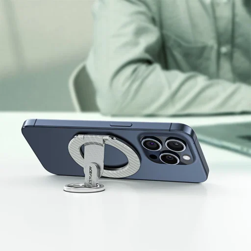 Phone Ring Holder Acefast E25 - MagSafe, Karbonrost mintás, Összecsukható, 360°-ban forgatható, Erős mágnesek - Fekete - 2