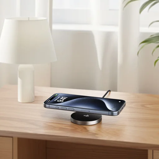 Acefast - Vezeték nélküli mágneses töltő (E24) - MagSafe, Gyors töltés, Qi2, Type-C, 15W, 2.25A, Edzett üveg, 1.2m - Fém szürke - 4