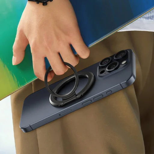 Telefon Gyűrűtartó Acefast P1 MagSafe, Szénszálas Minta, Összecsukható, 360°-ban Forgatható, Vékony Dizájn, N52 Mágnesek - Fekete - 4