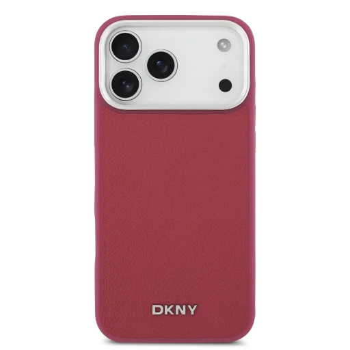DKNY PU bőr fém logós csuklópántos MagSafe tok iPhone 17 Pro Max-hoz rózsaszín - 3