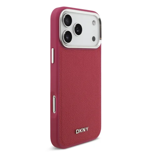 DKNY PU bőr fém logós csuklópántos MagSafe tok iPhone 17 Pro Max-hoz rózsaszín - 4