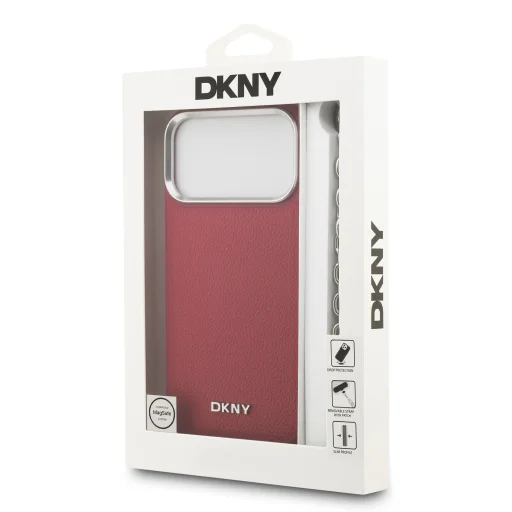DKNY PU bőr fém logós csuklópántos MagSafe tok iPhone 17 Pro Max-hoz rózsaszín - 8