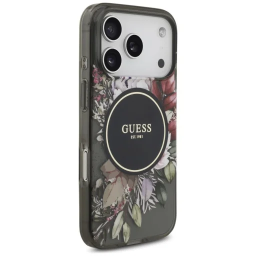  iPhone 17 Pro Fekete Guess IML Virágos Pántos MagSafe tok - 5