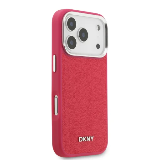 DKNY PU Bőr Fém Logós Csuklóláncos MagSafe Tok iPhone 17 Pro-hoz Rózsaszín - 4