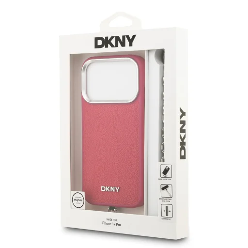 DKNY PU Bőr Fém Logós Csuklóláncos MagSafe Tok iPhone 17 Pro-hoz Rózsaszín - 8
