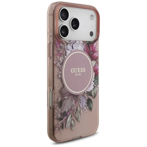  iPhone 17 Pro Max Pink Guess IML Flowers Szíj MagSafe tok - 4