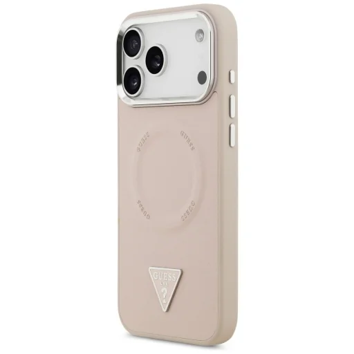  iPhone 17 Pro Pink Guess PU Bőr Háromszög Logós MagSafe tok - 2