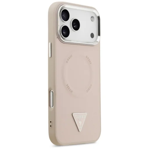  iPhone 17 Pro Pink Guess PU Bőr Háromszög Logós MagSafe tok - 4