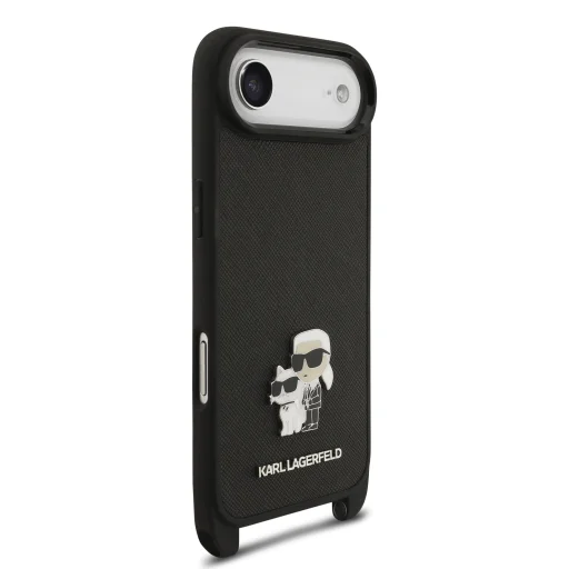  iPhone 17 Air fekete Karl Lagerfeld Saffiano Crossbody Pánt Fém Karl és Choupette tok - 4