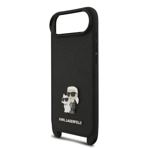  iPhone 17 Air fekete Karl Lagerfeld Saffiano Crossbody Pánt Fém Karl és Choupette tok - 5