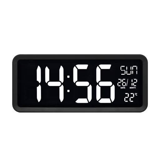 Home LTCJUMBO óra és hőmérő, asztali és fali óra, USB adapter hosszú, 3m vezetékkel, a környezethez alkalmazkodó fényerő - 2