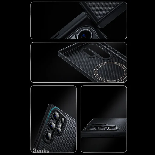  Samsung Galaxy S24 Plus fekete Benks Montage Magnetic Armor Pro Kevlar tok fém kerettel 600D+1500D (MA41) - 5