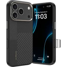  iPhone 17 Pro fekete Benks Montage Magnetic Armor Pro Kevlar Tok Fém Keret 600D+1500D (MA69) (Kamera Vezérlő Gomb) tok