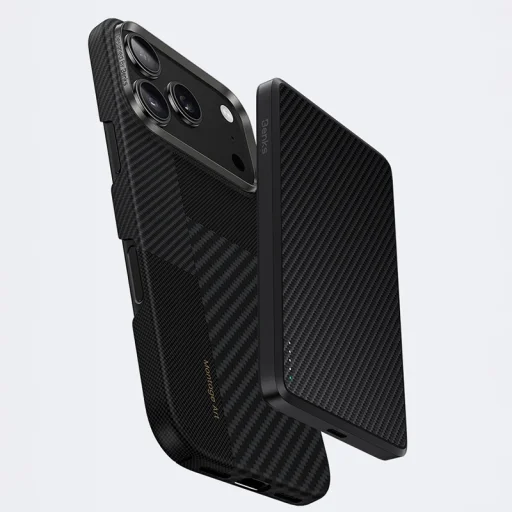  iPhone 17 Pro Max fekete Benks Montage Magnetic Armor Air Kevlar tok fém kerettel 600D+1500D (MB70) - 7