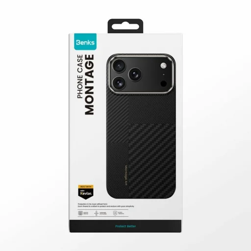  iPhone 17 Pro Max fekete Benks Montage Magnetic Armor Air Kevlar tok fém kerettel 600D+1500D (MB70) - 8
