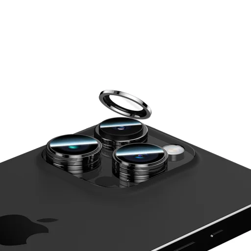  iPhone 15 Pro/15 Pro Max Benks edzett üveg DR zafír lencsevédő kamera számára fekete üvegfólia (3 darab lencse) - 2