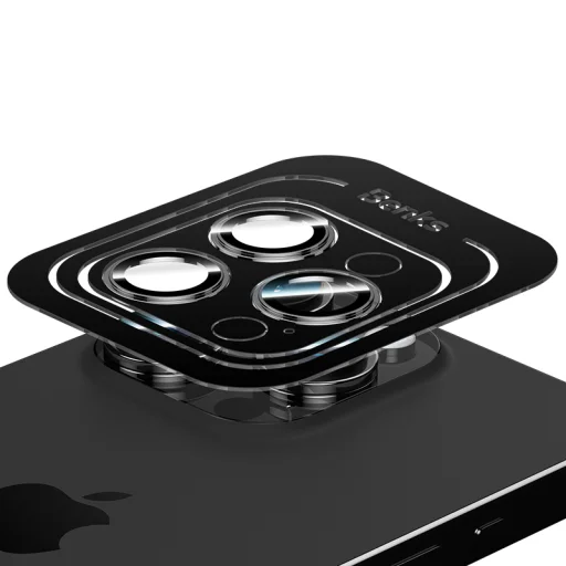  iPhone 15 Pro/15 Pro Max Benks edzett üveg DR zafír lencsevédő kamera számára fekete üvegfólia (3 darab lencse) - 3