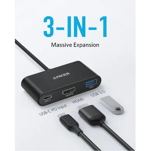 USB-C to USB-C / HDMI / USB-A Adapter Anker PowerExpand, Fekete A8339HA1 - 2