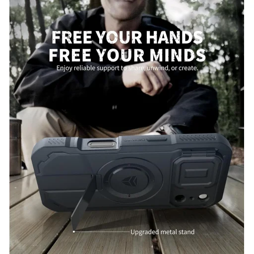 iPhone 17 Pro Dexnor MagSafe 360 ütésálló tok kihajtható állvánnyal és kameravédővel kék - 5