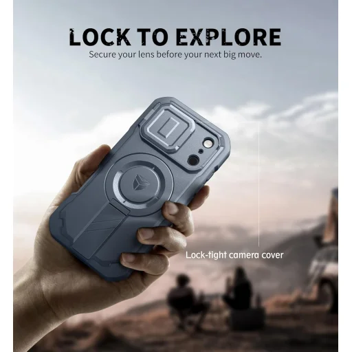 iPhone 17 Pro Dexnor MagSafe 360 ütésálló tok kihajtható állvánnyal és kameravédővel kék - 6