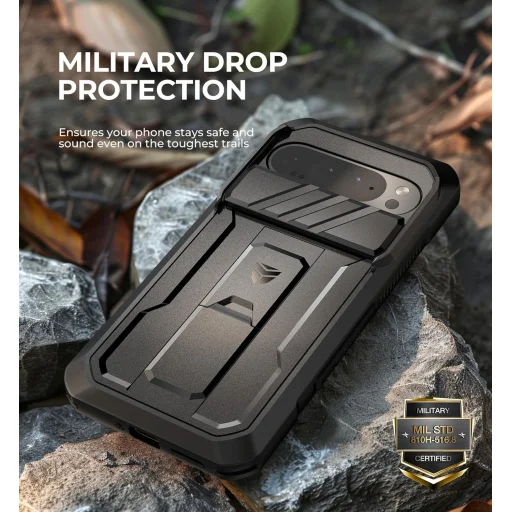 Google Pixel 9 Pro XL Dexnor 360 ütésálló tok kihajtható állvánnyal és kameravédővel fekete - 4