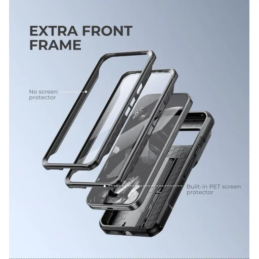 Google Pixel 9 Pro Dexnor 360 ütésálló tok kihajtható állvánnyal és kameravédővel fekete - 3
