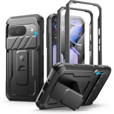 Google Pixel 9 Dexnor ütésálló tok kihajtható állvánnyal és kameravédővel fekete