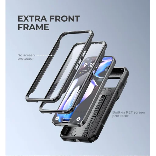 Google Pixel 9 Dexnor ütésálló tok kihajtható állvánnyal és kameravédővel fekete - 6