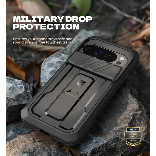 Google Pixel 10 / 10 Pro Dexnor ütésálló tok kihajtható állvánnyal és kameravédővel fekete - 4