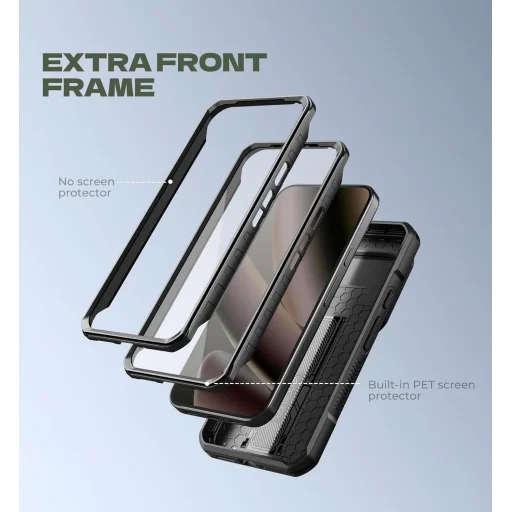Google Pixel 10 / 10 Pro Dexnor ütésálló tok kihajtható állvánnyal és kameravédővel fekete - 6