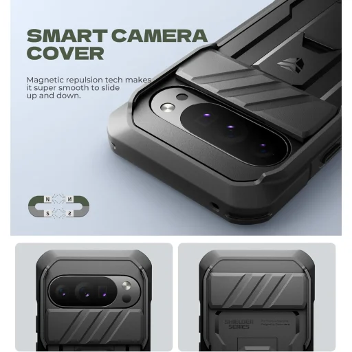 Google Pixel 10 Pro XL Dexnor ütésálló tok kihajtható állvánnyal és kameravédővel fekete - 4