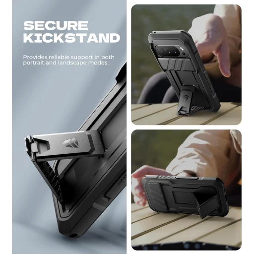 Google Pixel 10 Pro XL Dexnor ütésálló tok kihajtható állvánnyal és kameravédővel fekete - 5