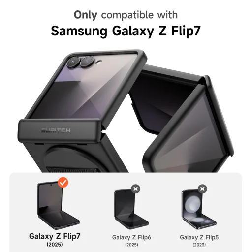 Samsung Galaxy Z Flip 7 tok – Suritch, 360 fokos forgatható rejtett kitámasztó, fekete - 2