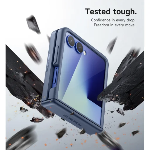 Samsung Galaxy Z Flip 7 tok – Suritch, 360 fokos forgatható rejtett kitámasztó, kék - 5