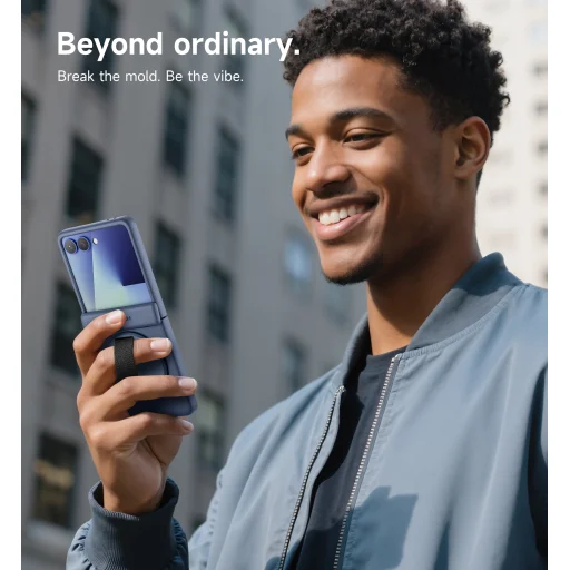 Samsung Galaxy Z Flip 7 tok – Suritch, 360 fokos forgatható rejtett kitámasztó, kék - 8