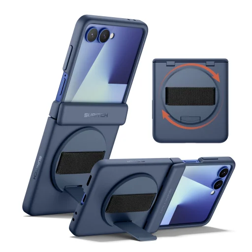 Samsung Galaxy Z Flip 7 tok – Suritch, 360 fokos forgatható rejtett kitámasztó, kék - 9