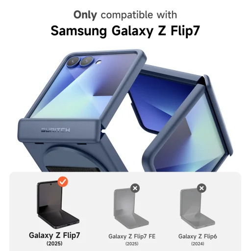 Samsung Galaxy Z Flip 7 tok – Suritch, 360 fokos forgatható rejtett kitámasztó, kék - 10